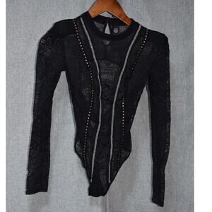 Victoria’s Secret Black Lace Long Sleeve Bodysuit XS